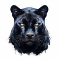 Ultra-clear Panther Close-up Flat Drawing Front View On White Background Royalty Free Stock Photo