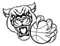 Panther Cougar Jaguar Cat Basketball Ball Mascot Royalty Free Stock Photo