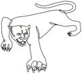 Panther Crouching Continuous line drawing