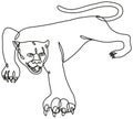 Panther Crouching Continuous line drawing Royalty Free Stock Photo