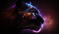 Panther in fire cosmic space. gnerative ai.