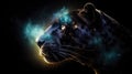 Panther in fire cosmic space. gnerative ai.