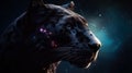 Panther in fire cosmic space. gnerative ai.