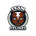 Panther head animal emblem icon with team felines lettering