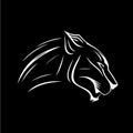 panther head dotwork tattoo with dots shading, tippling tattoo. Hand drawing wild animal emblem on black background for