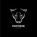 panther head dotwork tattoo with dots shading, tippling tattoo. Hand drawing wild animal emblem on black background for