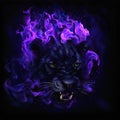 Panther head in flames