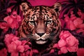 Panther head pink flowers. Generate Ai