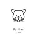 panther icon vector from jungle collection. Thin line panther outline icon vector illustration. Outline, thin line panther icon