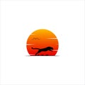 panther jumping and sunset vector graphics