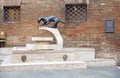 Panther monument at the contrada border, Siena, Tuscany, Italy