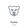 Panther outline vector icon. Thin line black panther icon, flat vector simple element illustration from editable animals concept Royalty Free Stock Photo