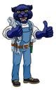 Panther Plumber Or Mechanic Holding Spanner