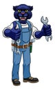 Panther Plumber Or Mechanic Holding Spanner