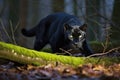 panther prowling in a moonlit forest