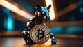 Panther Statue Holding Bitcoin