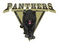 Black Panthers Walking Forward Color Logo Illustration