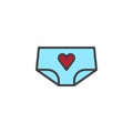 Panties with heart filled outline icon