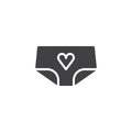 Panties with heart icon vector