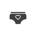 Panties with heart vector icon