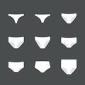 Panties icon set. Woman underwear types: thong, brazilian, bikini, classic brief, high cut brief, hipster, shortie, control brief