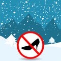 Winter mountain landscape with the symbol high heels not allowed