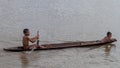 Children on a dugout canoe