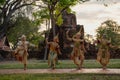 Pantomime is traditional Thai classic masked play enacting scenes from the Ramayana in a public place at Wat Phra Si