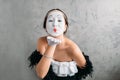 Pantomime theater actress posing in studio