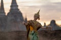 Pantomime is traditional Thai classic masked play enacting scenes from the Ramayana in a public place at Wat Phra Si