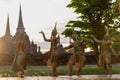 Pantomime is traditional Thai classic masked play enacting scenes from the Ramayana in a public place at Wat Phra Si