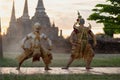 Pantomime is traditional Thai classic masked play enacting scenes from the Ramayana in a public place at Wat Phra Si