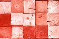 Pantone color. Inscription Living Coral color. Trend photography on the theme of the new color of the year - Living Coral. 3d
