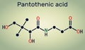 Pantothenic acid, vitamin B5, pantothenate molecule. Structural chemical formula on the dark blue background Royalty Free Stock Photo