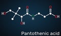 Pantothenic acid, vitamin B5, pantothenate molecule. Structural chemical formula on the dark blue background Royalty Free Stock Photo