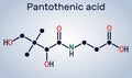 Pantothenic acid, vitamin B5, pantothenate molecule. Structural chemical formula Royalty Free Stock Photo