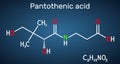 Pantothenic acid  vitamin B5, pantothenate  . Structural chemical formula and molecule model Royalty Free Stock Photo