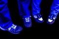 Pants jeans and shoes with black light