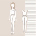 Girl in fashionable clothes, pants, jumper, tank top, outerwear, women`s clothing, casual outfit