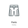 Pants outline vector icon. Thin line black pants icon, flat vector simple element illustration from editable hockey concept