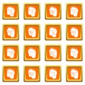 Pants pockets design icons set orange square vector