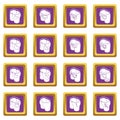 Pants pockets design icons set purple square vector