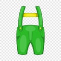 Pants with suspenders icon, cartoon style