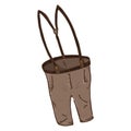 Pants with suspenders. Vector illustration of cartoon pants with suspenders. Hand drawn children`s pants and suspenders