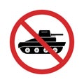 Panzer Vehicle Force Red Stop Sign. Ban Symbol Military Tank Silhouette Icon. Danger Tank Army Symbol. Caution Royalty Free Stock Photo