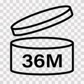 PAO cosmetic icon, mark of period after opening. Expiration time after package opened, outline label. 36 month expirity Royalty Free Stock Photo