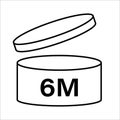 PAO cosmetic icon, mark of period after opening. Expiration time after package opened, white label. 6 month expirity on Royalty Free Stock Photo