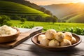 pao de queijo brazilian food with beautiful background scenery ai generated
