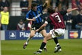 Paolo Maldini and Javier Zanetti in action during the match