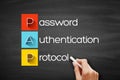 PAP - Password Authentication Protocol acronym, technology concept background on blackboard